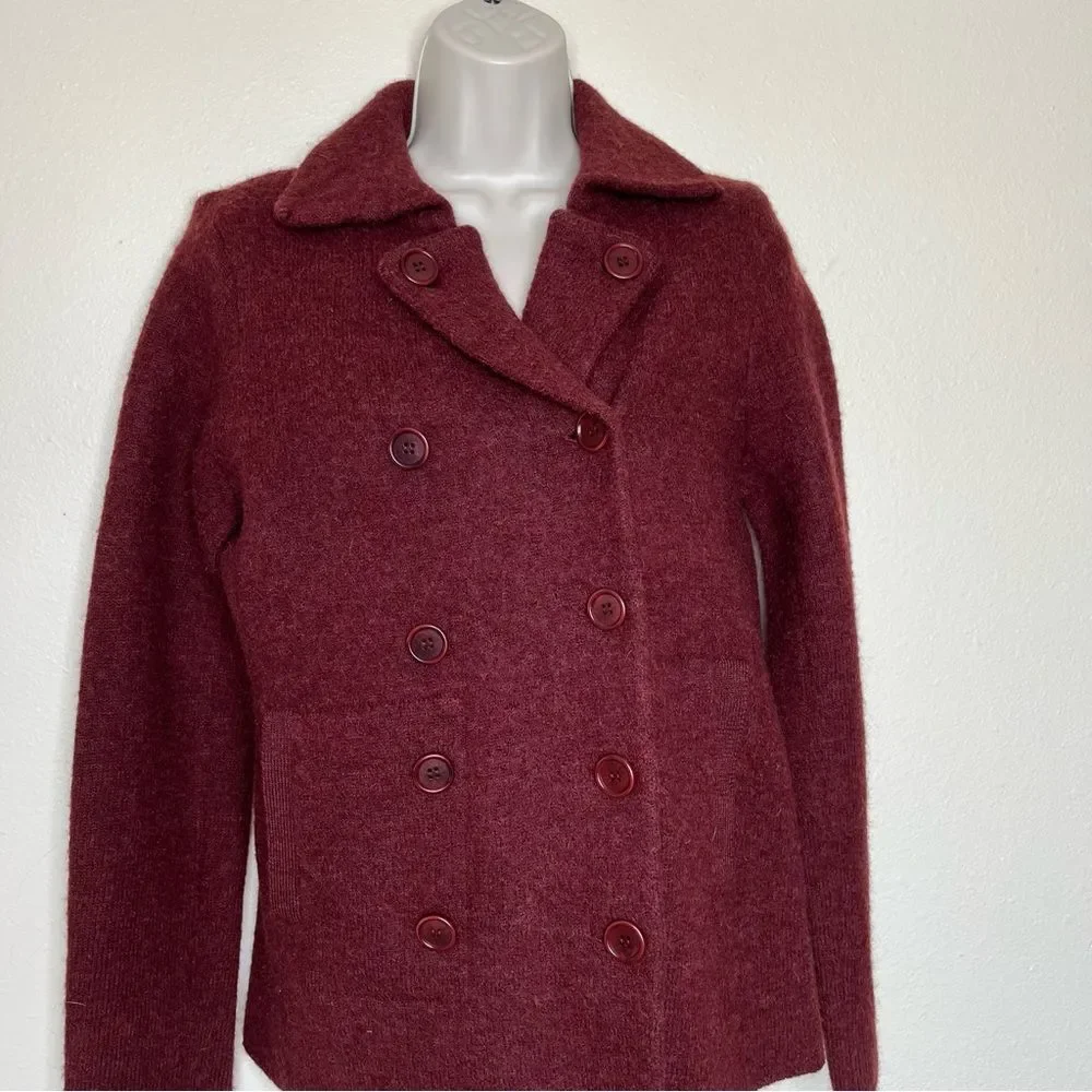 J Crew 100% Wool Double Breasted Peacoat Brick Rust Jacket Women Small Unlined - Picture 3 of 12